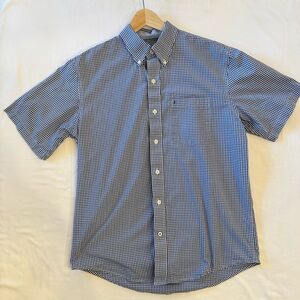 Izod Blue Casual Button Down Shirt Short Sleeve